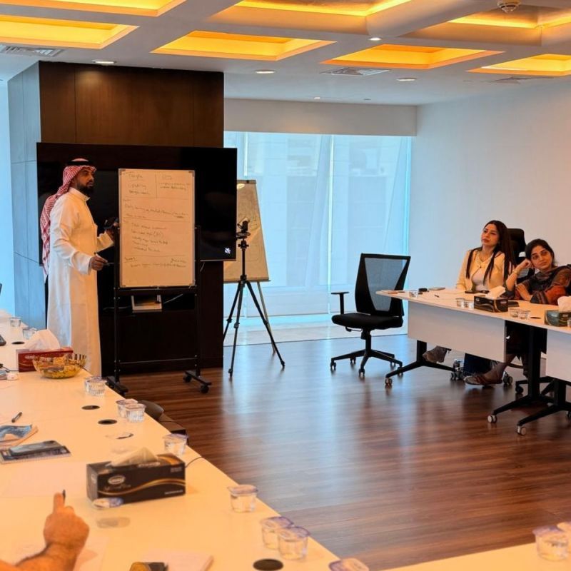 A whiteboard session in progress at the Dubai office.